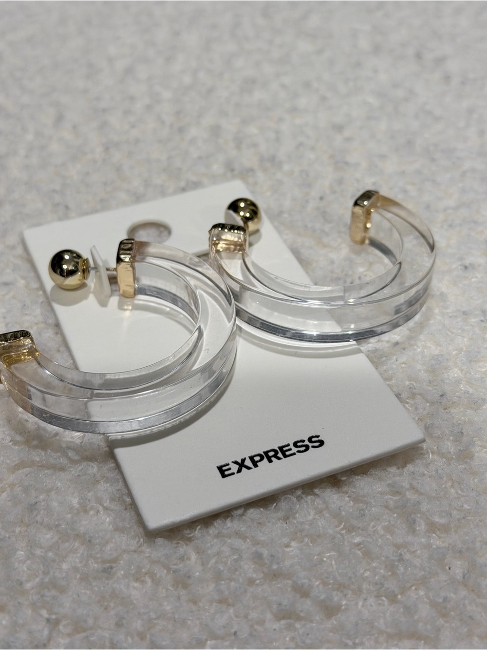 Express Clear Hoop Earrings with Gold Accents
